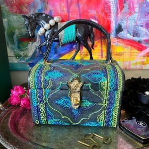 RARE Gorgeous 1950’s Embroidery Box Purse Luxury Handbag Fashion Statement Bag